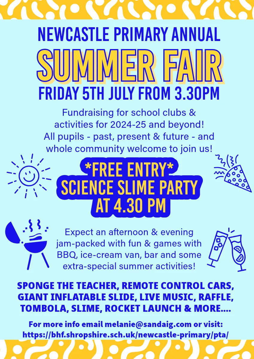 2024 NEWCASTLE PRIMARY SUMMER FAIR POSTER